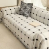 The simple and stylish sofa cover is fully covered with fabric cat scratch-resistant Chenille jacquard black and white color scheme, exuding a high-end feel Specification image